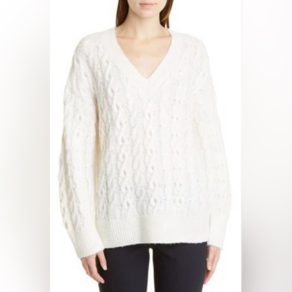 Vince V-Neck Cable Knit Sweater